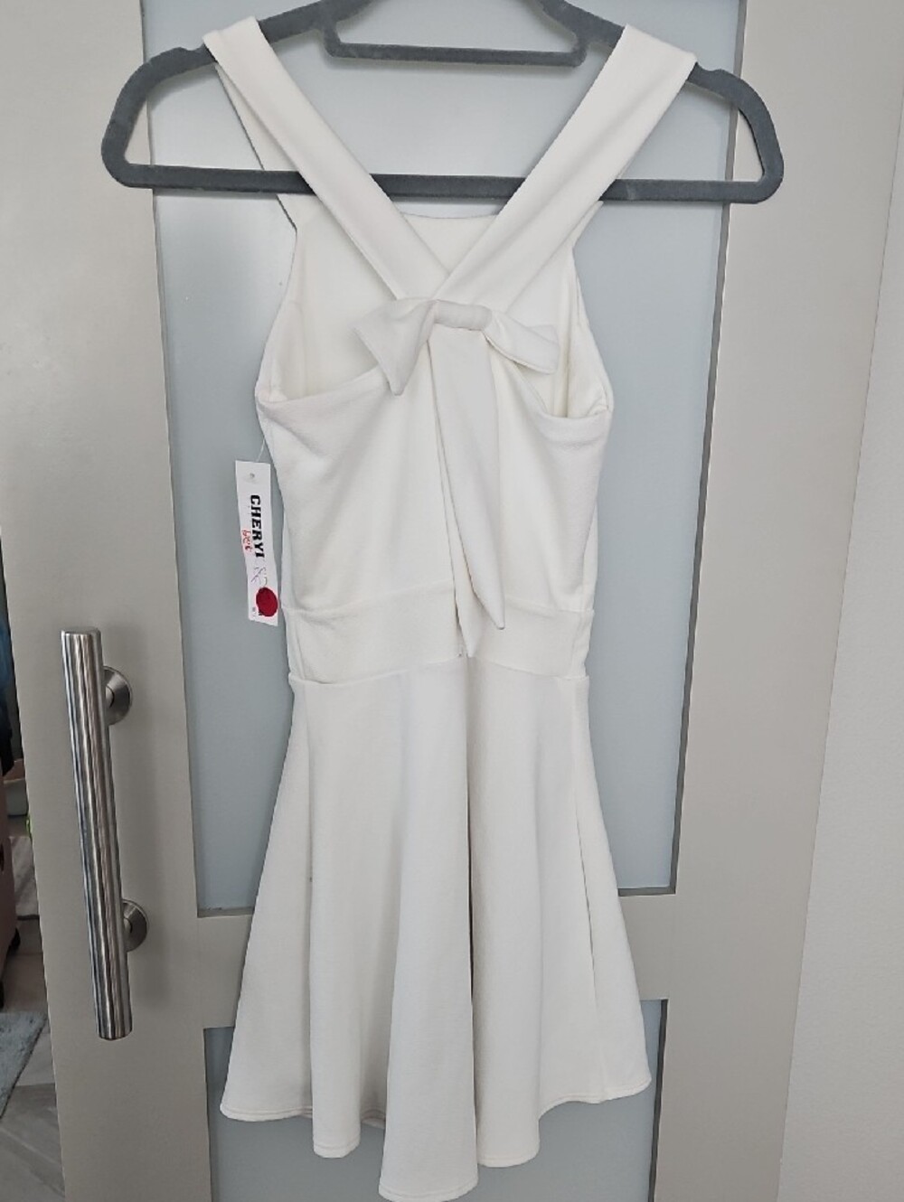 Girls' White Casual Fit-and-Flare Tank Dress - Picture 2 of 4